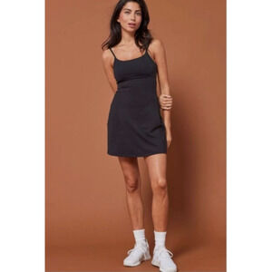 NEW GIRLFRIEND COLLECTIVE Juliet Dress with Shorts L Black Sporty Activewear A54